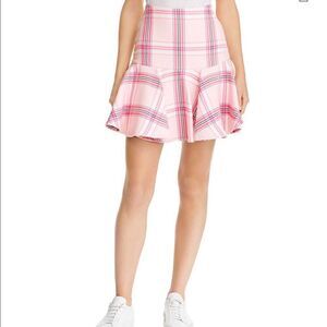 MILLY Pink Plaid Flounce Hem Mini Skirt New With Tag Size 10